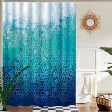 1件几何条纹黑/灰印花防水浴帘 - 采用90克涤纶面料制成，轻便、防水、半透明；易于安装、防霉、耐用 - 非常适合用作浴室淋浴间或浴缸隔断。 - 藍色 - 查看 6