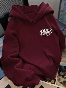 Hoodies For WomenLetter Graphic Cute Women's Oversized Hoodie In Light Grey, Y2K Style Fall/Winter Clothes For WomenLoose And Comfortableed Hardy Clothes - 酒紅色 - 查看 2