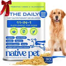 Native Pet Dog Vitamins &Amp; Supplements - 11-In-1 Vitamin Powder For Dog Food Topper - Collagen, Glucosamine, Probiotics, Omega &Amp; More- Supports Healthy Gut, Mobility &Amp; Overall Health - 30 Scoops - MàuA - Xem 1