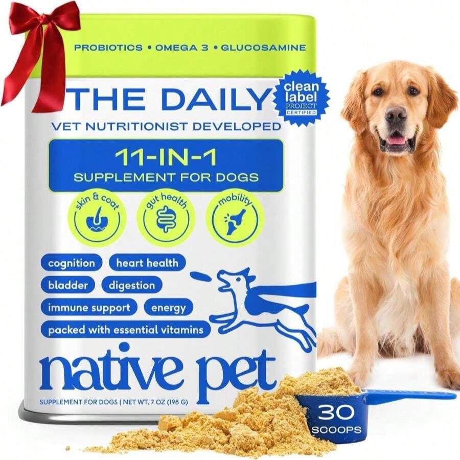Native Pet Dog Vitamins &Amp; Supplements - 11-In-1 Vitamin Powder For Dog Food Topper - Collagen, Glucosamine, Probiotics, Omega &Amp; More- Supports Healthy Gut, Mobility &Amp; Overall Health - 30 Scoops - MàuA - Xem 1