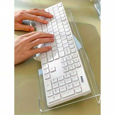 1 pieza Soporte ergonómico de teclado de acrílico, disponible en tamaños de 78 teclas y 108 teclas, esencial para trabajadores de oficina que pasan mucho tiempo, diseño inclinado para una escritura cómoda, a prueba de polvo, ideal para uso doméstico y de oficina, diseño moderno para un almacenamiento fácil, bandeja para teclado, adecuado para trabajadores de oficina, programadores, redactores y aquellos que usan teclados durante períodos prolongados