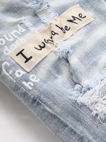 [comodín]Blue High Street Youth Stinger Clothing embroidery Hole elástico leggings Men 's jeans - Azul 726 - Ver 4