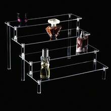 1套亚克力1-4层桌面展示架，可用于展示纸杯蛋糕、香水、手办、盲盒等，透明梯形收纳柜 - 白色 - 查看 4