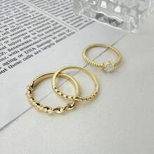 Set Of 3 Women's Twisted Rings With Pave Detail, Sophisticated And Versatile Set - #18 - Ver 2