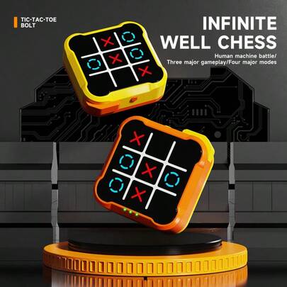 4-In-1 Portable Tic Tac Toe, Handheld Game Console, Tic Tac Toe Puzzle, Tic Tac Toe Set, Intellectual Development Chess Board For Teenagers, Travel Chess Board Game, Family Party Game, Interactive Two-Player Strategy Game, Connect Game Console, Multi-Function Smart Electronic Chessboard, Portable Tabletop Game, Thinking Training Leisure Puzzle Game