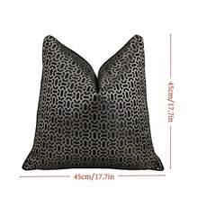 1pc Black Gold Geometric Pillow Case Room Decor Jacquard Cushion Cover 30x50 45x45 50x50 Design Sofa Pillow Cover Bedroom Livingroom Decorative Pillowcase - Black - View 11