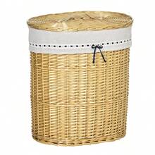 HOMCOM Wicker Laundry Basket With Lid 100L 51x38x57cm Natural Laundry Box For Bedroom And Bathroom - 1 - 查看 1