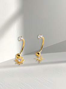 1件S925纯银八角星吊坠，适合肚脐穿孔，是女孩日常佩戴的理想之选，也是送给女友、母亲、姐妹的最佳礼物。 - 單隻肚臍釘 - 查看 3