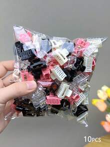 10 件/30 件女士方形卡通花朵和波浪色发夹，颜色随机，中号发夹爪夹发夹发夹发夹接发夹，学校用品，学院秋冬发饰女士度假装扮女士 - 彩色 - 查看 5