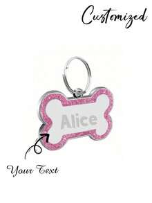 1 pieza Colgante de Placas de Identificación Personalizadas para Perros, Colgante de Identificación Personalizado para Gatos, Perros, Cachorros y Mascotas, Etiqueta de Collar Colgante, Accesorios para Mascotas, Colgante con Hueso y Brillo, Regalo Perfecto para la Decoración Navideña de tu Mascota, Elegante, Contratado, Lindo, Adorable, de Moda, Colorido y Único