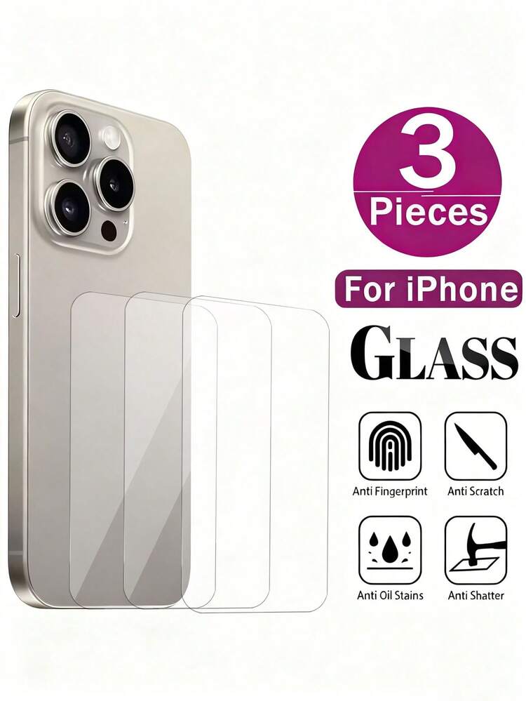 3片装钢化玻璃后盖屏幕保护膜，兼容 16/15/12/14/13 Pro Max/14/16/15 Plus/12/13 Mini，后盖屏幕保护膜，生日/礼物送给家人和朋友，手机屏幕保护膜，手机配件，防水，防震，防摔，防刮，防指纹，全覆盖 - 無色 - 查看 29