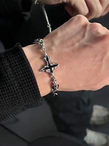 独特复古时尚休闲嘻哈明星吊坠双层手链，男女皆宜，适合日常佩戴、度假、音乐节、周年纪念日等场合，也是情侣礼物或送给她的礼物。 - 十字架 - 查看 6