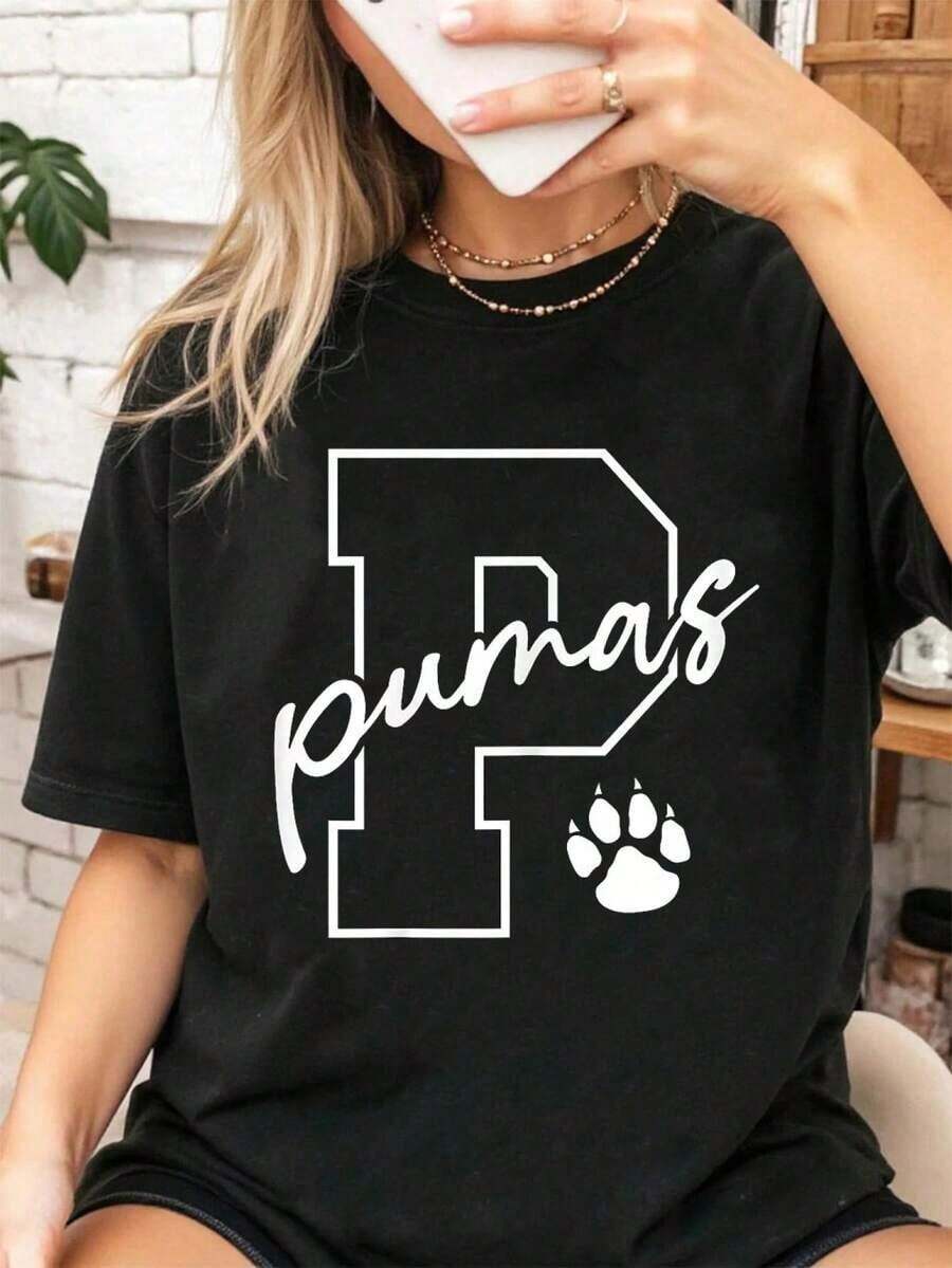 Pumas T-Shirt Graphic Shirt Women2025 - 黑色 - 查看 1