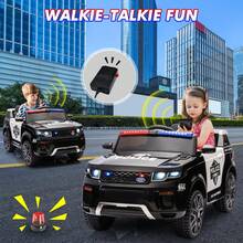Huisuilinss Ride On Cop Car,12V Electric Cop Car,Battery Powered Cop Car,Ride On Truck For Kids With Remote Control,Megaphone,Flashing Light,Handle,Spring Suspension,Music,Ride On Toys - Black - View 7