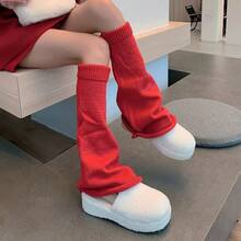 Fashionable Outfit Items Look Good, Big Red, New Year's And Christmas Socks, Slimming Flared Leg Covers, Autumn And Winter - 紅色 - 查看 2