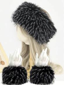 1pc Fashionable Faux Rabbit Fur Warm Topless Headband Hat - Multicolor - View 26