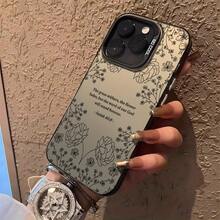 Phone Case: Floral Aesthetic Isaiah Bible Study Christian Fashion Phone Case For IPhone 16, 11, 15, 14, 13, 12 Pro Max Plus, Black And Silvery Shockproof Phone Case, Suitable As A Christian Gift For Women,Suitable For IPhone17 Air - 透銀 - 查看 4