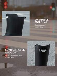 时尚新款防水雨靴，柔软舒适的橡胶靴，长筒靴，适合年轻女性，成人黑色雨季靴，可用于钓鱼、洗车、徒步旅行，轻便防水鞋，适合户外雨天穿着，女士冬季靴，女士橡胶鞋，女士雨鞋，女士冬季靴 - 黑色 - 查看 7