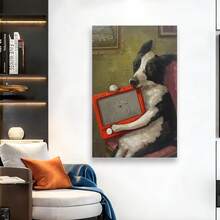 Framed Alison Friend-Douglas Made A Portrait Of His Best Friend Paul-PetPainting Artworks Canvas Poster Room Aesthetic Wall Art Prints Home Modern Decor For Fall Decor, Room Decoration, Wall Decor For Bedrooms, Living Rooms, Hallways, For Bedroom, Bathroom, Office, Perfect Gift ,For Bathroom,Home Decor, Office Wall Art,Bathroom Decor, Perfect For Room Decor - Đóng khung - Xem 2