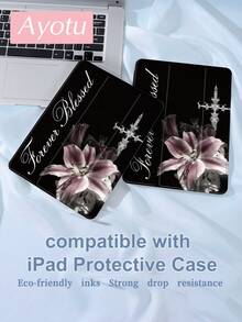 1pc The Cross And Lilies Tablet Case & Kindle E-Book Case Compatible With IPad Air 8(M4)2026(11/13-Inch), 10th Generation, 11/Air 4th/Air 7th/9.7 Inches, Compatible With Samsung Galaxy Tab A9 Plus, Kindle (11th Generation-2024 Release)(6 Inch), Kindle Paperwhite 12th Gen 2024, Great Holiday Gift, Stylish And Simple Pattern. - Multicolor - View 3