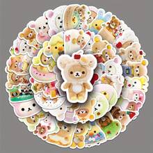 54pcs Rilakkuma Vinyl Stickers - Cute Cartoon Bear Characters In Various Poses & Outfits, Reusable Self-Adhesive Decals For Laptops, Water Bottles, Notebooks, And More, Cute Stickers - 54 chiếc - Xem 1