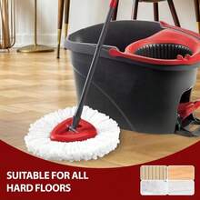 Spin Mop Replacement Head For O-Ceda EasyWring 1-Tank System, Mop Refills, Include 6 Cedar Mop Replace Heads, 1 Extra Mop Replacement Base, Microfiber, Easy To Replace - 白色 - 查看 6