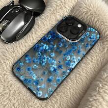 Funda de Teléfono Diseño de Flores Azules para Modelos de  y  Adecuada para Todas las Estaciones Opción de Regalo Ideal - Negro - Ver 5