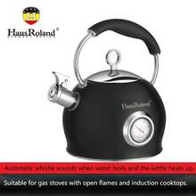 Haus Roland Ấm đun nước bằng thép không gỉ 3 lít, tương thích với bếp ga, bếp lửa và bếp từ, cấu tạo bền chắc, thiết kế trang nhã, đồ dùng nhà bếp hiện đại, dễ vệ sinh. - Be - Xem 2