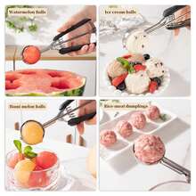 Cuchara de helado de acero inoxidable, cuchara para galletas, cuchara de helado multipropósito, cuchara para frutas, bola de melón, herramientas de cocina para hornear masa - 70 mm - Ver 4
