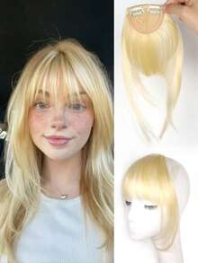 طقم باروكة اصطناعية مع غرة، بديل شعر للنساء، يغطي الشعر الأبيض، ناعم وطبيعي، باروكة متدرجة ناعمة للجبهة، بطراز كرتوني حلو وبارد، مشابك شعر، دبابيس شعر، مشابك شعر