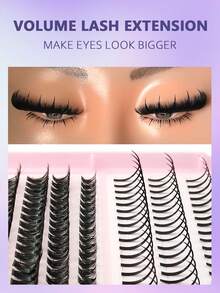Asiteo 468pcs D Curl Spikes Lash & Bottom Lashes Individuals Eyelash Clusters Thick Fluffy 60D/80D/100D Lash Clusters Kit With Tweezers, Eye Brush, Multi-Style Lash Clusters Spike Lashes DIY Eyelash Extension At Home - D - Xem 5