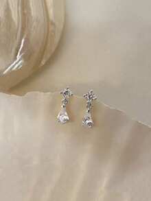 BALMORA 一对925纯银复古优雅金色水滴形锆石耳钉，女士时尚耳环，适合派对、日常佩戴，也是一份贴心的礼物。 - 銀色 - 查看 7