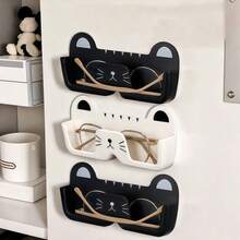 1/2pcs Wall Mounted Sunglasses Storage Rack, Cute Cat Shaped Sunglasses Holder, Space-Saving Glasses Display Stand, No Drill Eyeglasses Organizer, Suitable For Entryway, Living Room, Bedroom, Bathroom, Office, Dorm. Home Decor. - Multicolor - View 2