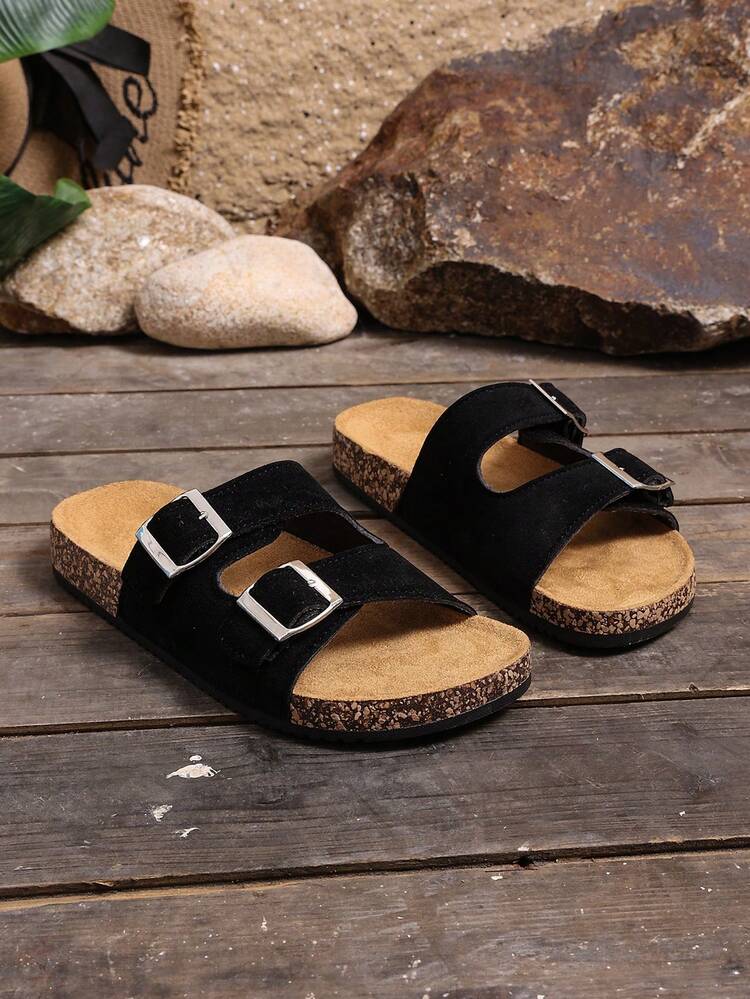 Color beige suave con una sensación delicada, diseño de doble hebilla de moda para un ajuste fácil, suela esponjosa que se siente como caminar sobre nubes, extremadamente cómoda para uso diario, estar en casa o. También disponible en rosa, negro y azul para seleccionar. - Negro - Añade 8