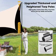 Toldo de lona Oxford de 450cm x 430cm para acampada, protección solar 4 en 1, impermeable, a prueba de viento, material de alta calidad, esencial para acampada al aire libre - Multicolor - Ver 5