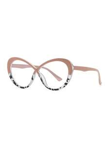 1 Stück modische dekorative Brillen ohne Sehstärke mit neuartigem mehrfarbigem Planoglas-Design, Brillenzubehör für Frauen - Oben rosa, unten Leopardenmuster. - Übersicht 3