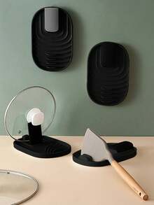 2pcs Modern Compact Pot Lid Holder, Heat-Resistant Kitchen Storage Small Tool, Smooth Edges, Non-Slip Bottom, Suitable For Stove, Can Hold Cooking Spoons, Spatulas, Pot Lids And Utensils, Fashionable Space-Saving, Ideal Accessory For Home Kitchen - Multicolor - View 3