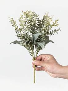1/80pcs 12.99 Inch Artificial Plant Plastic Flower Bouquet Eucalyptus Leaves, Spring Valentine's Day Gift, Birthday Party Decor, Wedding Flower Basket, Bridal Bouquet, Home Decor, Restaurant, Bedroom, Windowsill, Vase Decor, New Year Decor, Outdoor Garden, Back To School, Loy Krathong Decor, Valentine's Day Gift - Gray Green - View 3
