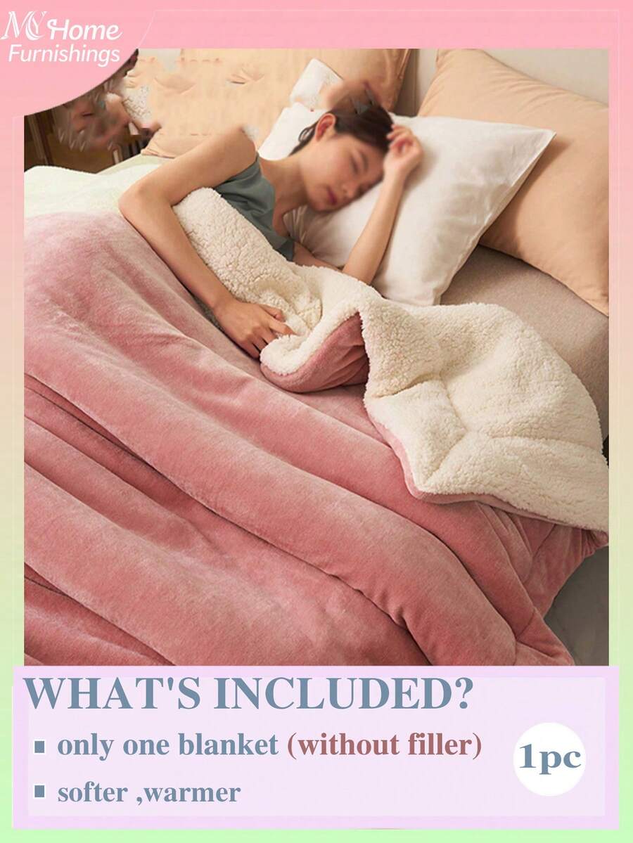 Cobertor de lã dupla camada de pelúcia macia de 1 peça, rosa leitoso, versátil para sofá, escritório, quarto, viagens e acampamentos, lavável à máquina, adequado para meninos, meninas, dormitórios de estudantes universitários