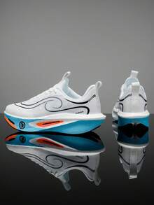 男士户外跑步鞋，经典时尚多色男士跑步鞋，纯色简约设计，舒适内衬，适合公路、户外、马拉松、训练、步行、徒步旅行等。 - 白藍 - 查看 8