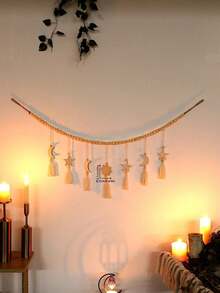 1 món đồ trang trí treo tường hình trăng khuyết bằng gỗ đính hạt, phong cách Boho trang trí nhà cửa cho phòng khách và phòng ngủ, tranh treo tường hình chu kỳ mặt trăng huyền bí, nghệ thuật trang trí tường hình ngôi sao và mặt trăng tua rua phong cách Bohemian. - Nhiều màu - Xem 8