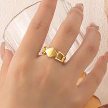 1pc Geometric Rhombus Open Ring, Minimalist Luxury Style, Suitable For Urban Women's Daily Commute, Dating, Fashion Enthusiasts' Accessory Choice - Square Ring - View 3