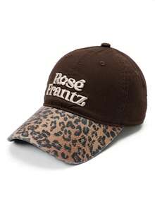 1pc New Embroidered Letter Patchwork Leopard Print Baseball Cap - Multicolor - View 7