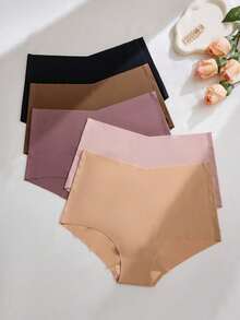 5 Packs Of Seamless Comfortable High-Waisted Brief In Versatile, Skin-Friendly Colors - Multicolor - View 3