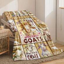 1pc Women's Goat-Themed Flannel Blanket - Goat Lady Design With Goat Phrases & Baa Baa Sheep (Goat) Rhyme Pattern, Soft Warm All-Season Bedspread Or Couch Throw, Goat Lover Gift For Girls & SThe Multi-Functional Blanket Is Suitable For Use On Sofas And Beds, In Living Rooms, Bedrooms, Campsites, And During Short Breaks At Work.It Makes An Ideal Gift For Friends, Family Members, Fathers, Mothers, Classmates, And Grandparents.It Can Also Be Used As A Decoration On Valentine's Day, New Year's Day, And Other Festivals.-280gsm - 彩色 - 查看 2