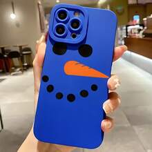 2026 nueva funda de teléfono mate, funda de teléfono diseño de cara de zanahoria y muñeco de nieve para  17 14 Pro Max  17 13  17 12  Galaxy S23 S22 S21 protector de teléfono funda de pareja regalo para novio novia regalo de vacaciones - Negro - Ver 4