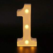 26 Letter LED Lights Luminous Number 0-9Lamp Wedding Birthday Christmas Decoration Decoration Night Light Party Bedroom 16CM Height (Without Battery) - White - View 12