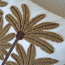 1件热带棕榈树刺绣抱枕套，波西米亚海滩风格家居装饰靠垫套，棕白刺绣枕套，中性色调棕榈刺绣装饰沙发抱枕套 - 彩色 - 查看 11