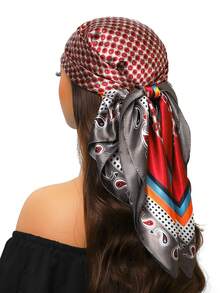 1pc Fashion Square Scarf With Print, 35.4inch New Silk Scarf Luxury Shawl 90*90cm, Versatile Neck Wrap For Men, Suitable For All Seasons - Multicolor - View 8