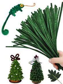 100 szt. zielonych patyczków do czyszczenia łodyg kwiatów, materiały do rękodzieła, patyczki do czyszczenia z szenili, materiały do samodzielnego tworzenia bukietów